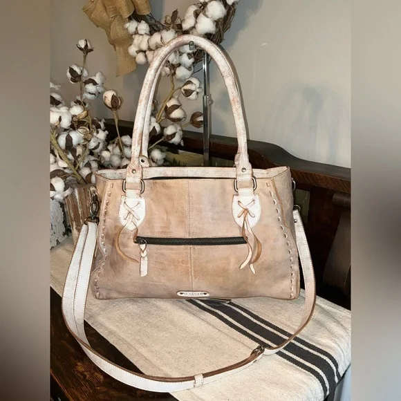 Bed Stu Rockababy Satchel Crossbody Shoulder Bag Icicle Rustic Nectar Lux $295 - Picture 4 of 14
